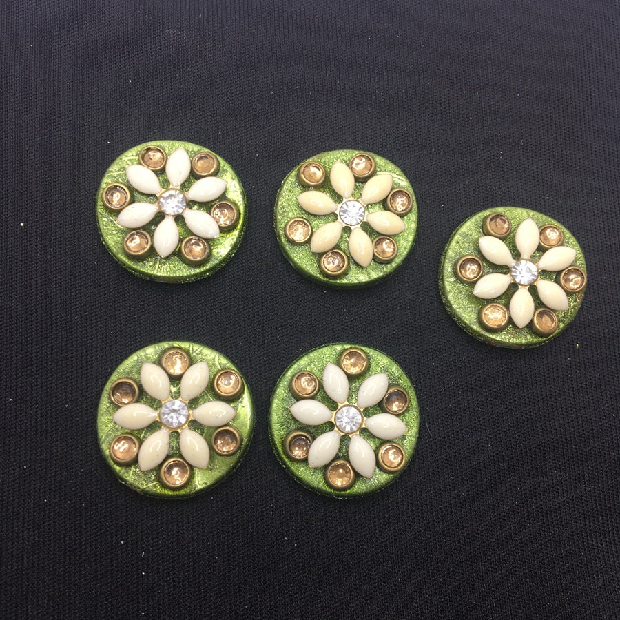 Green Glitter Designer Handcrafted Show Buttons