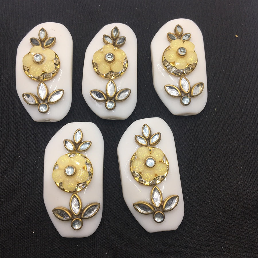 White Asymmetric Designer Handcrafted Show Buttons