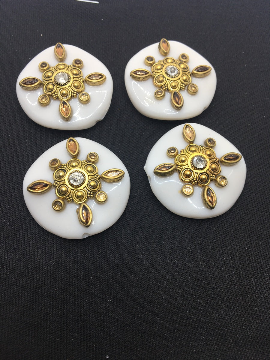 White Round Designer Handcrafted Show Buttons