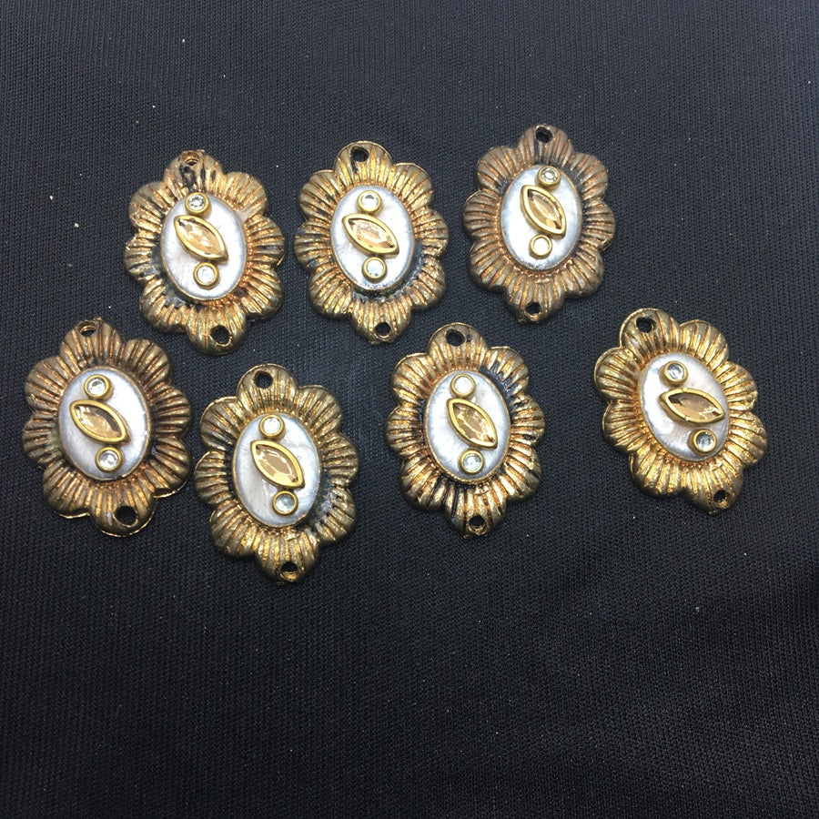 White Gold Flower Handcrafted Show Buttons