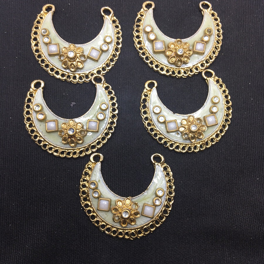 White Antique Moon Handcrafted Show Buttons