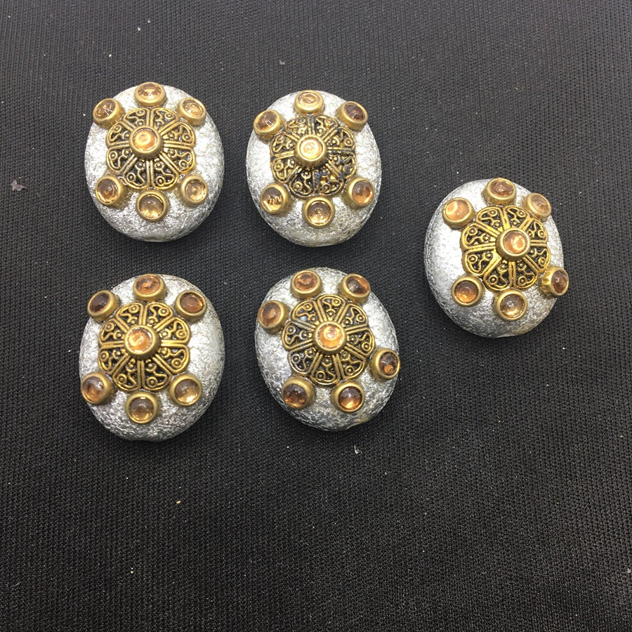 Silver Oval Designer Handcrafted Show Buttons