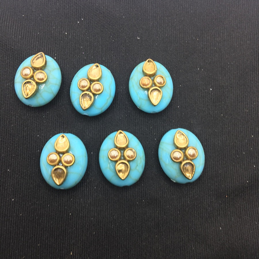 Turquoise Oval Handcrafted Show Buttons