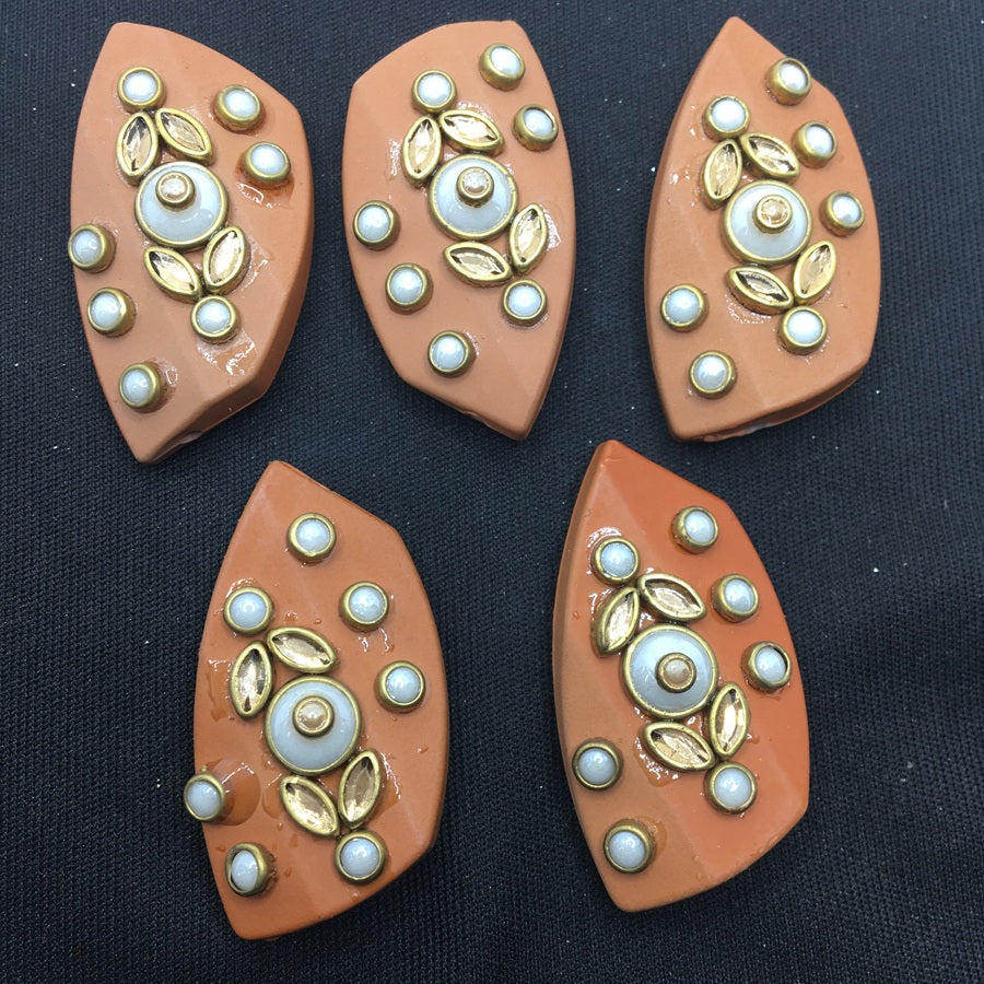 Peach Asymmetric Handcrafted Show Buttons