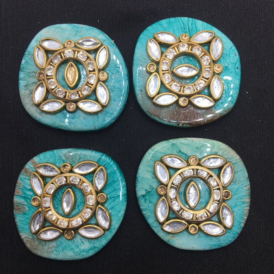 Turquoise Round Handcrafted Show Buttons