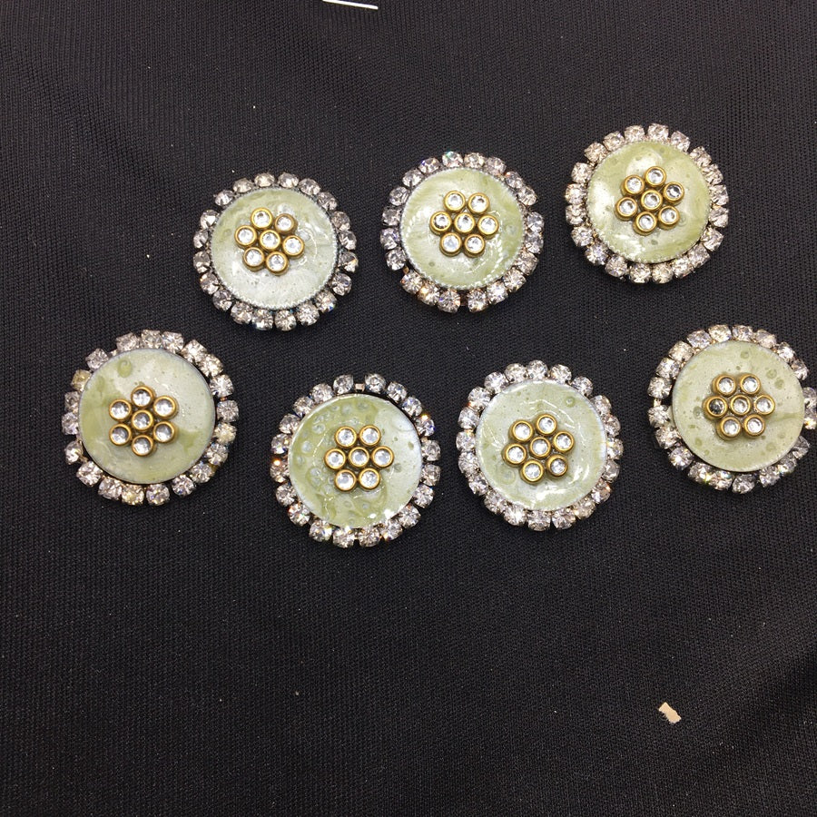 Pastel Green Circular Handcrafted Show Buttons