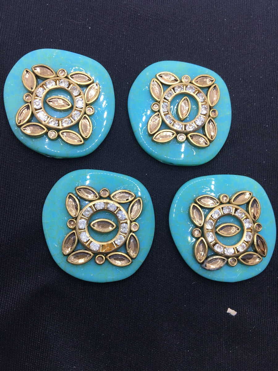 Turquoise Round Handcrafted Show Buttons