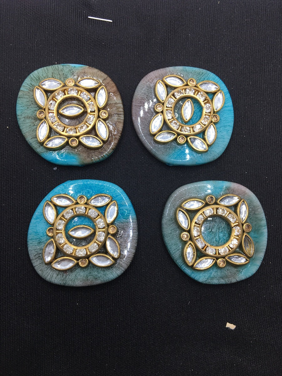 Turquoise Dual Shade Circular Handcrafted Show Buttons