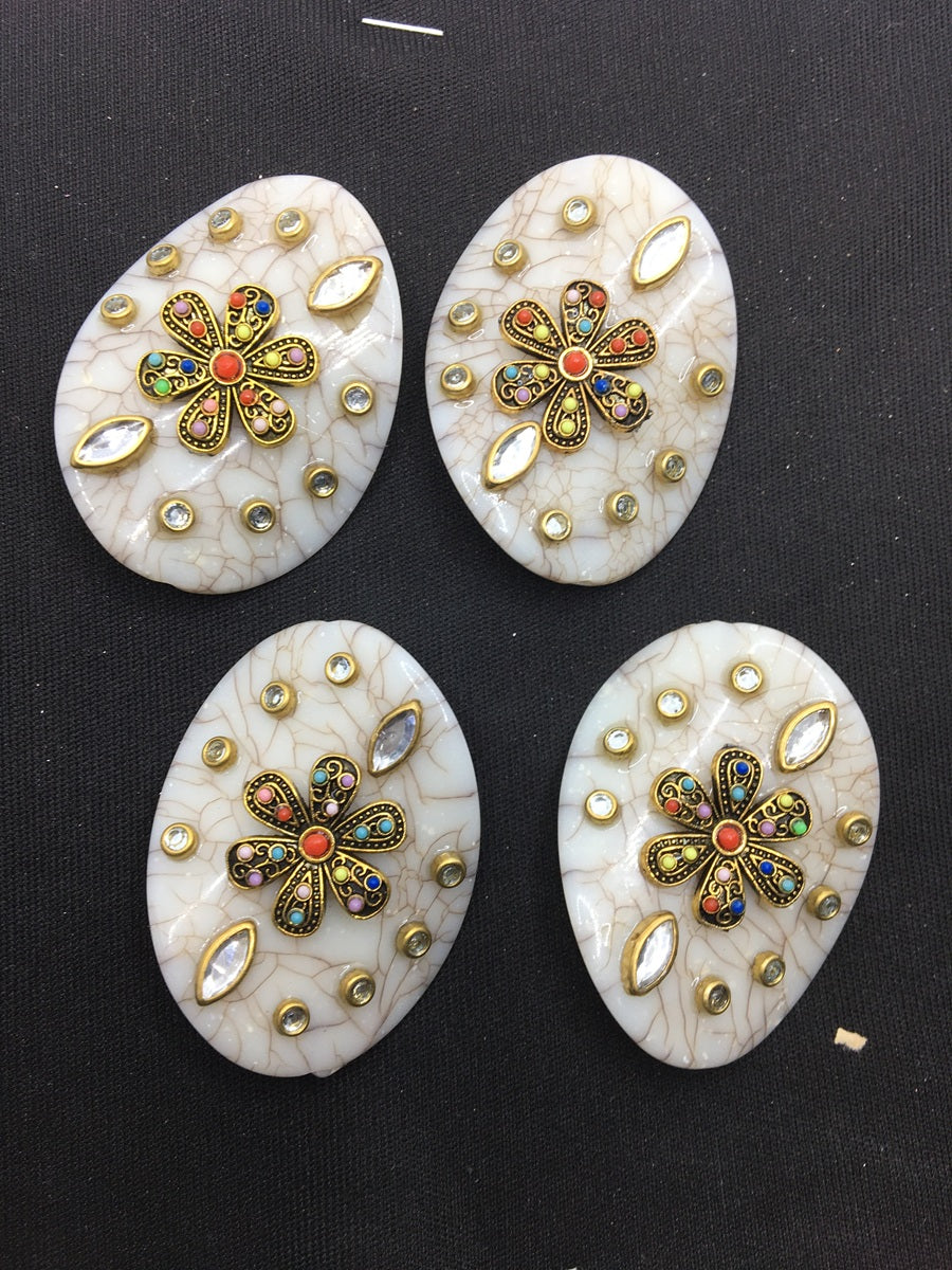 Cream Oval Designer Handcrafted Show Buttons