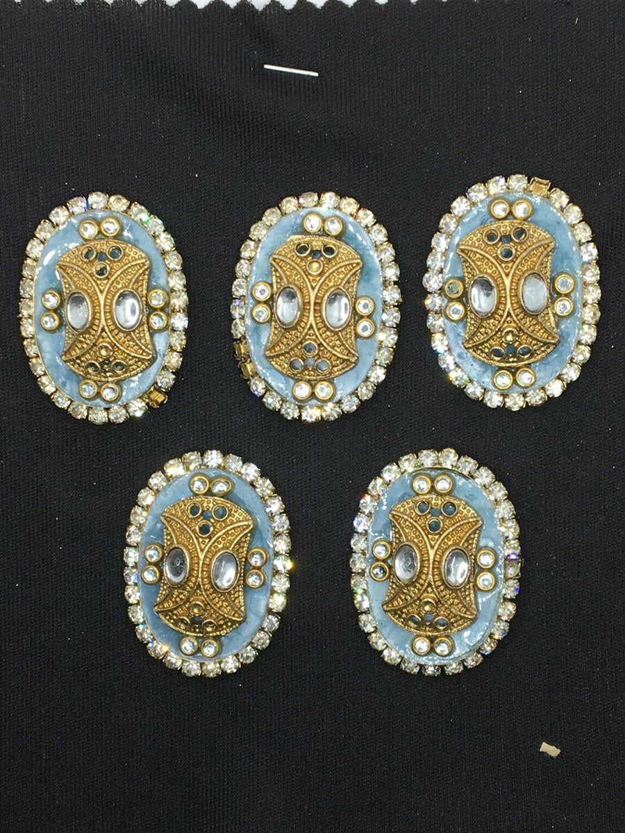 Light Blue Oval Designer Handcrafted Show Buttons