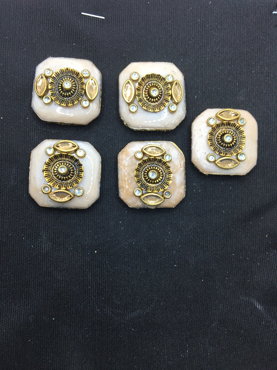 Light Peach Octagonal Handcrafted Show Buttons