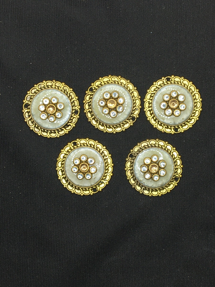 Off White Gold Round Handcrafted Show Buttons