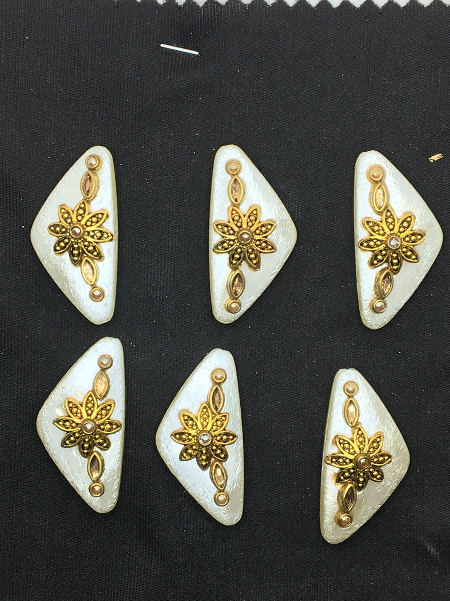 White Triangular Handcrafted Show Buttons
