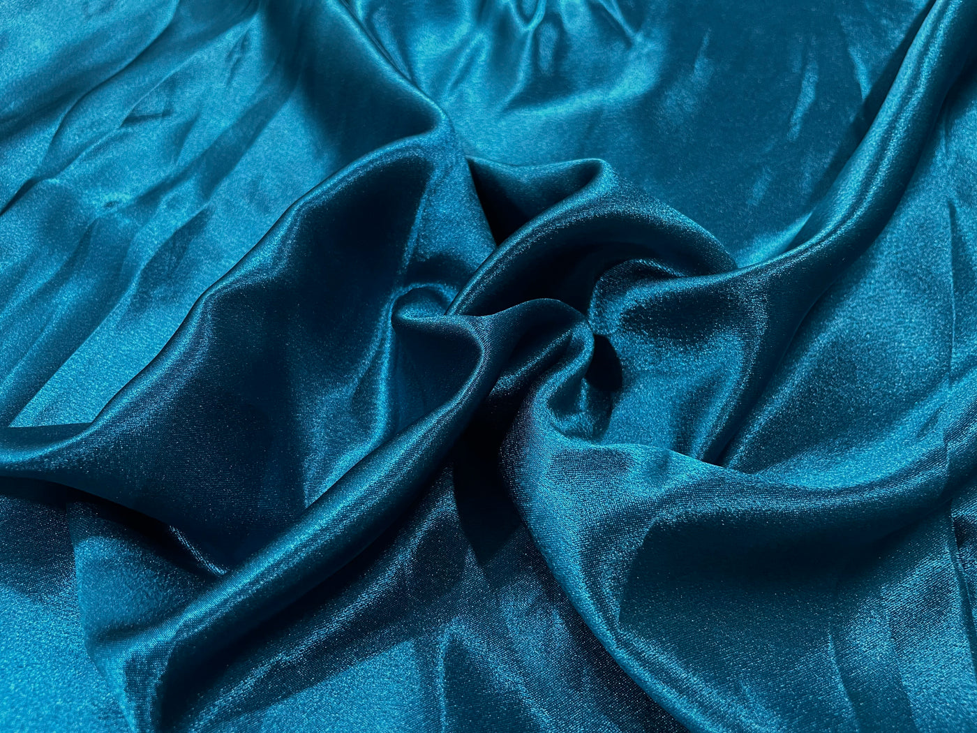 Peacock Blue Plain Premium Satin Fabric