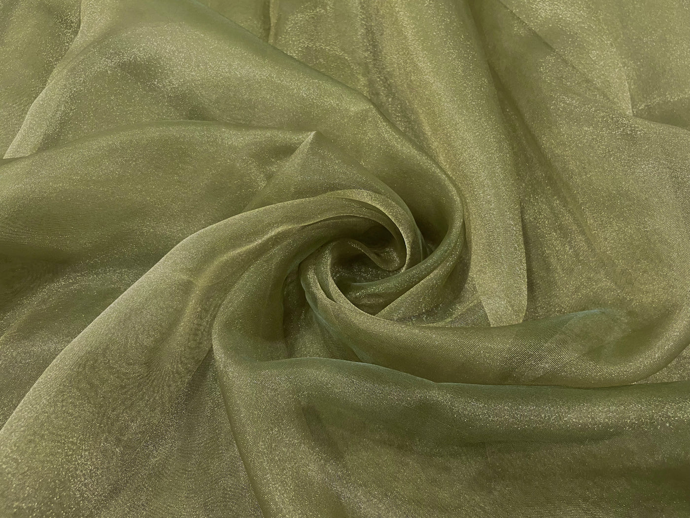 Olive Green Plain Organza Fabric