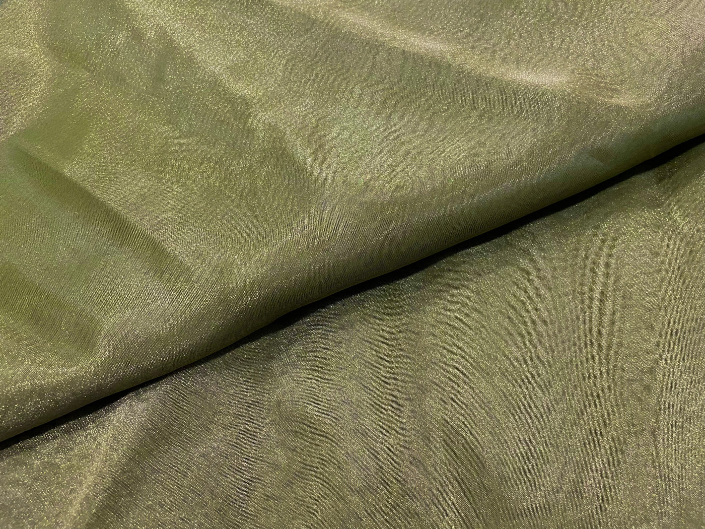 Olive Green Plain Organza Fabric