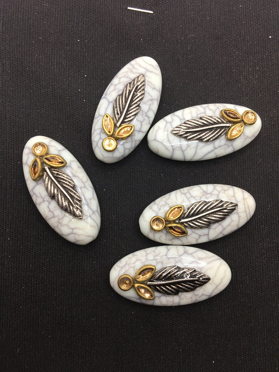 White Marble Oval Handcrafted Show Buttons