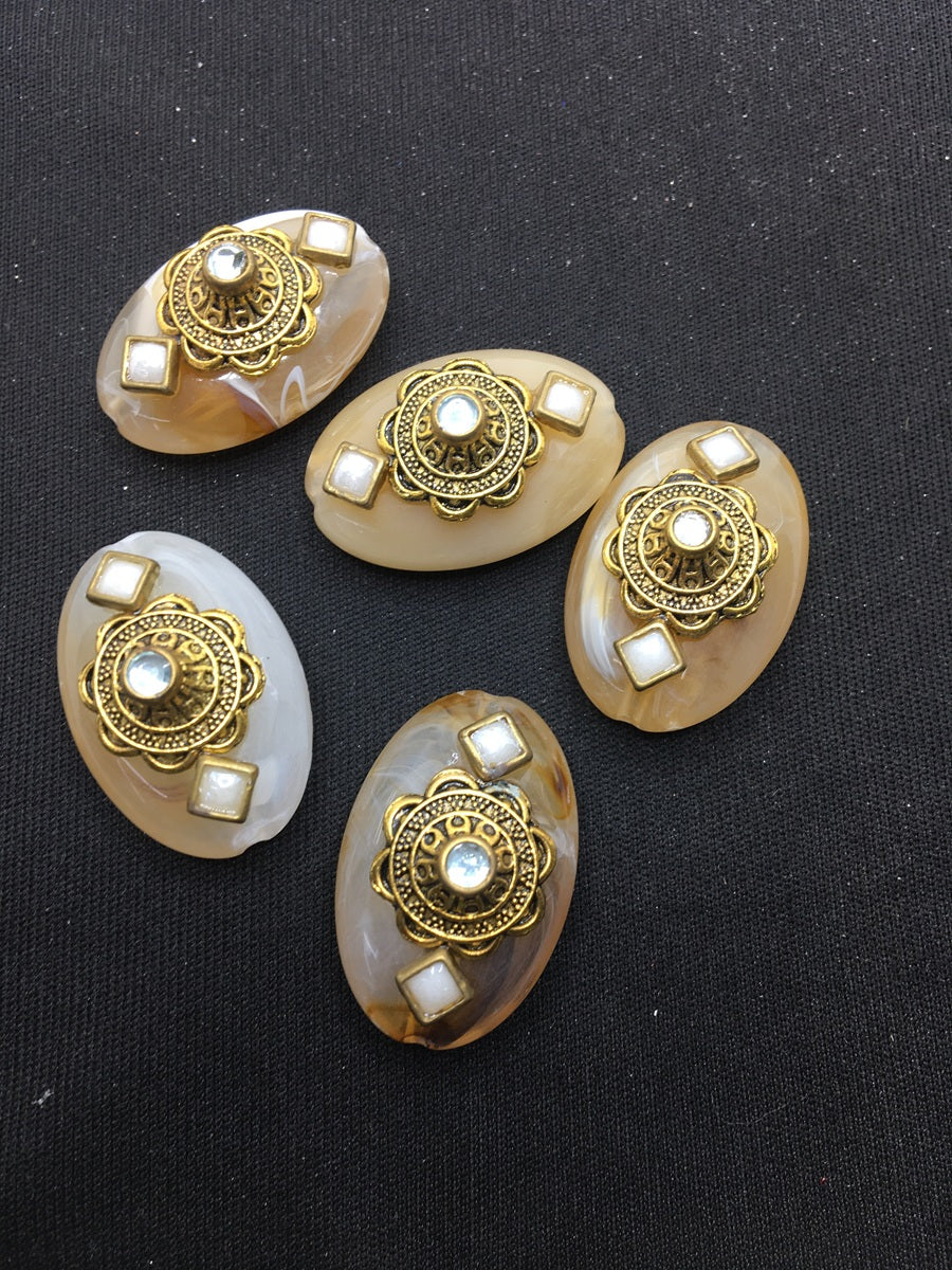 Light Brown Oval Handcrafted Show Buttons