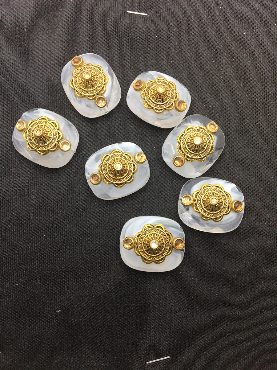 White Transparent Oval Handcrafted Show Buttons