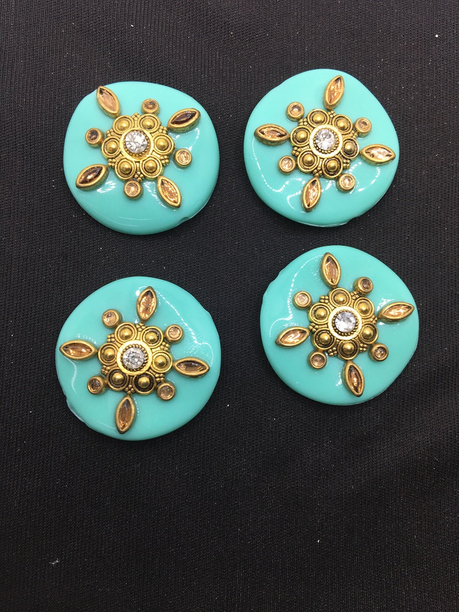 Light Turquoise Round Handcrafted Show Buttons