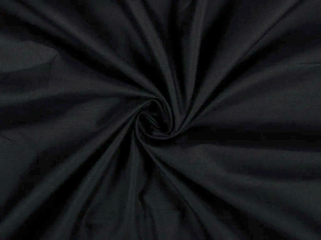 Jet Black Plain Cotton Slub Fabric