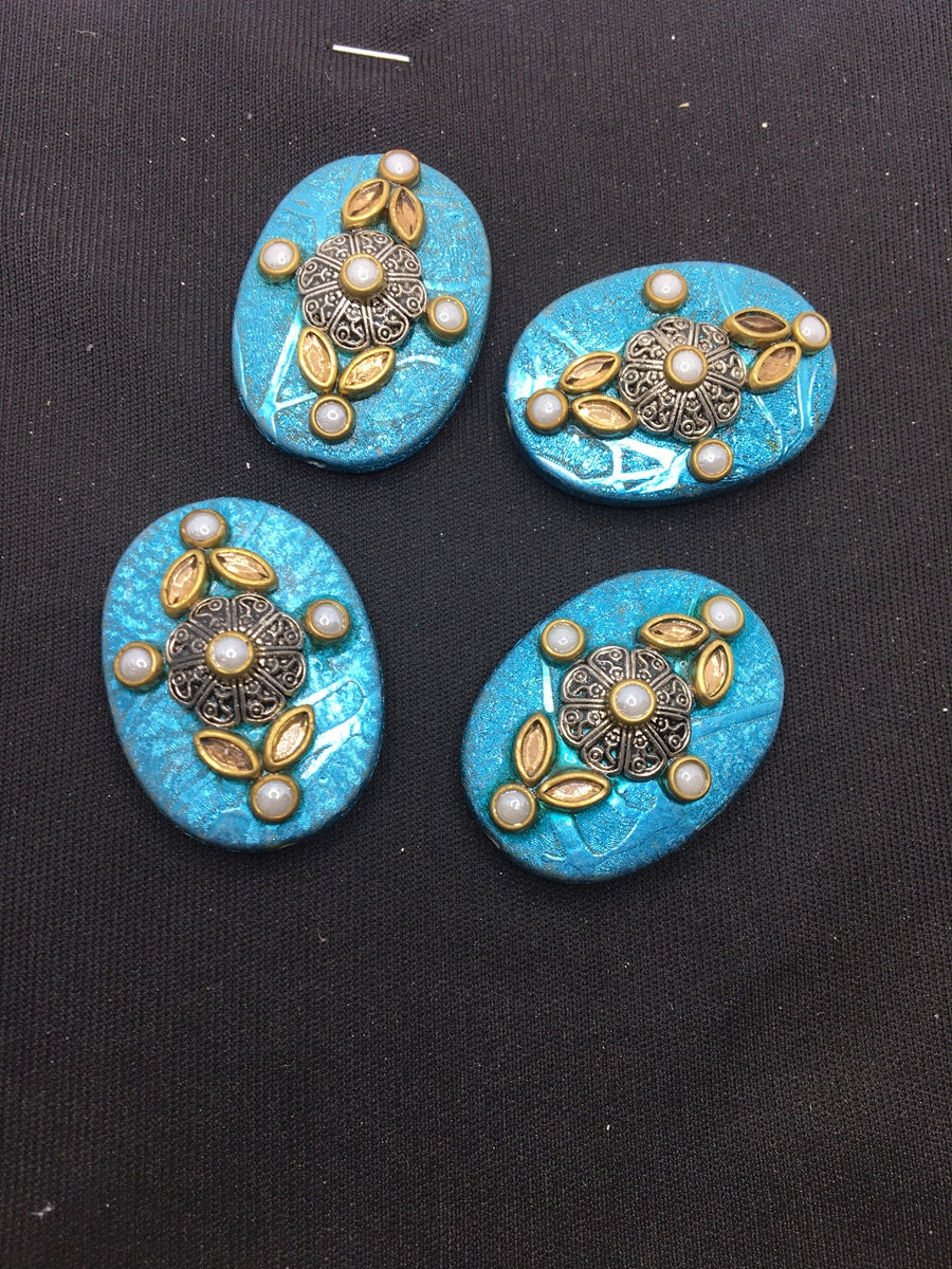 Light Blue Oval Handcrafted Show Buttons