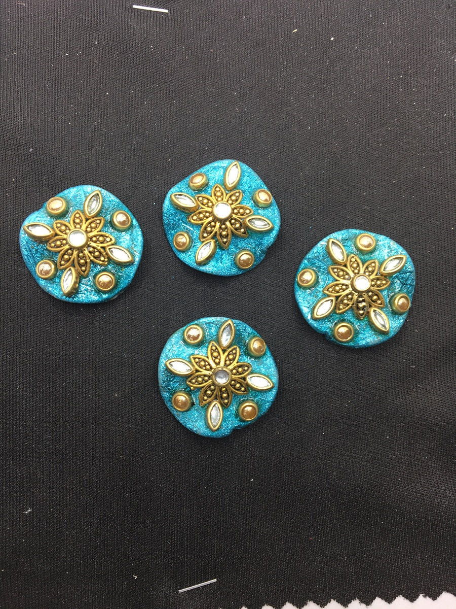 Light Blue Round Handcrafted Show Buttons