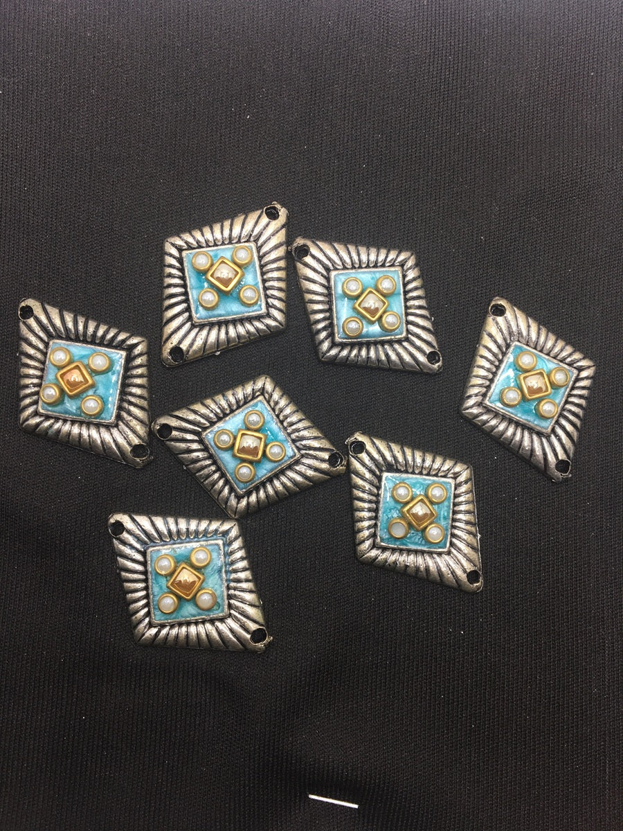 Silver Blue Handcrafted Show Buttons