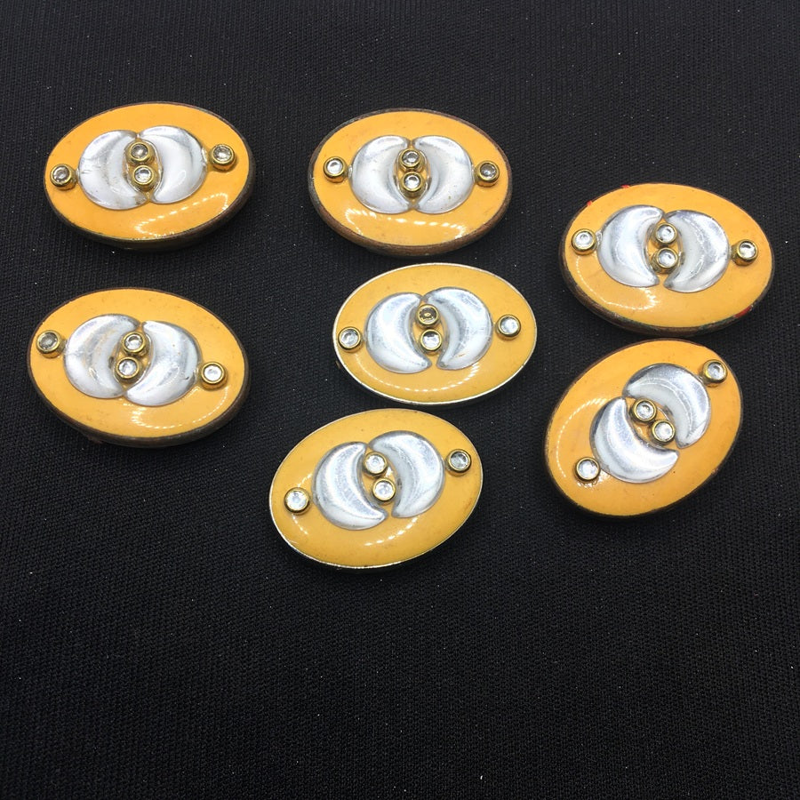 Light Orange Oval Handcrafted Show Buttons
