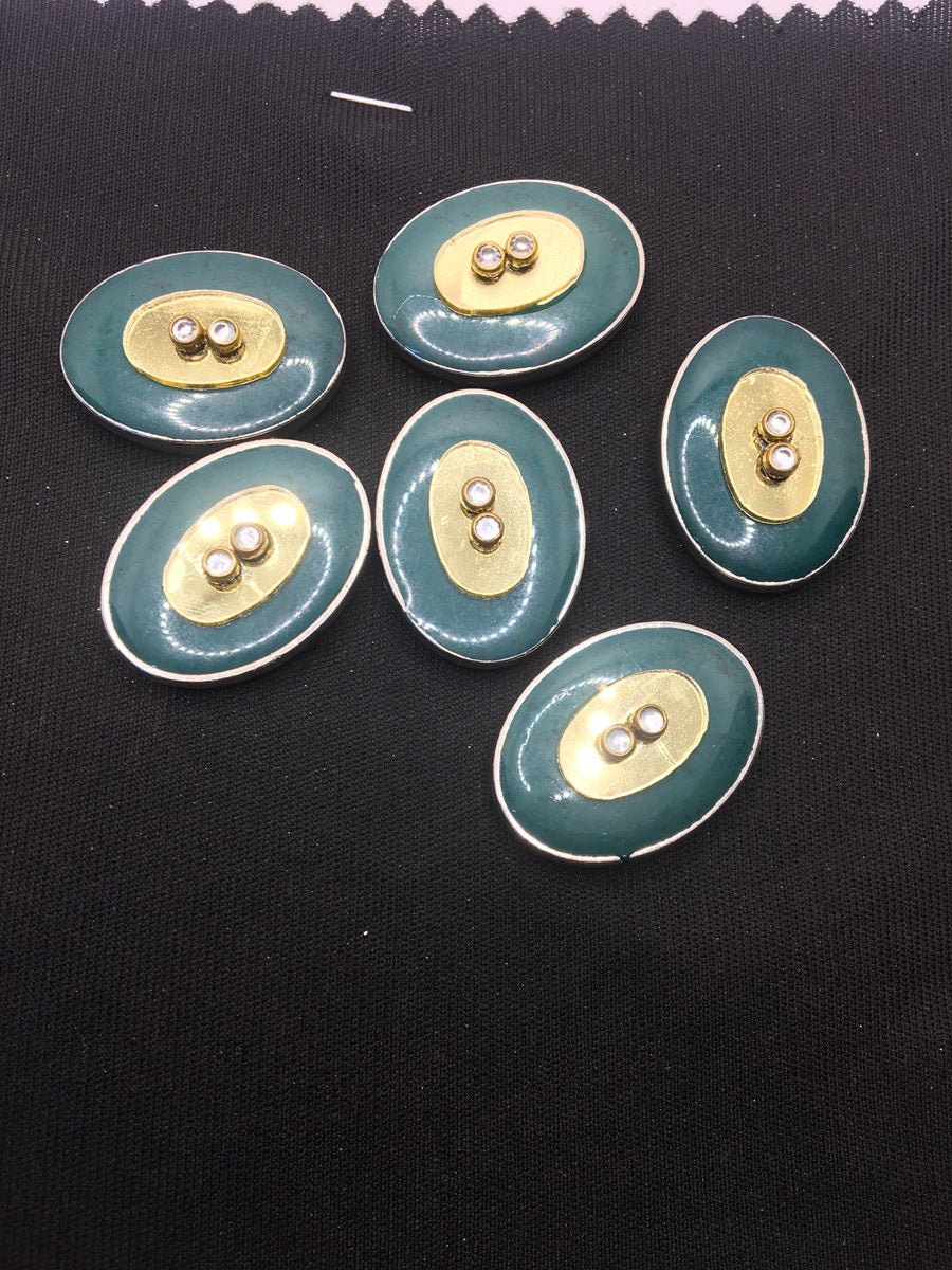 Teal Oval Handcrafted Show Buttons