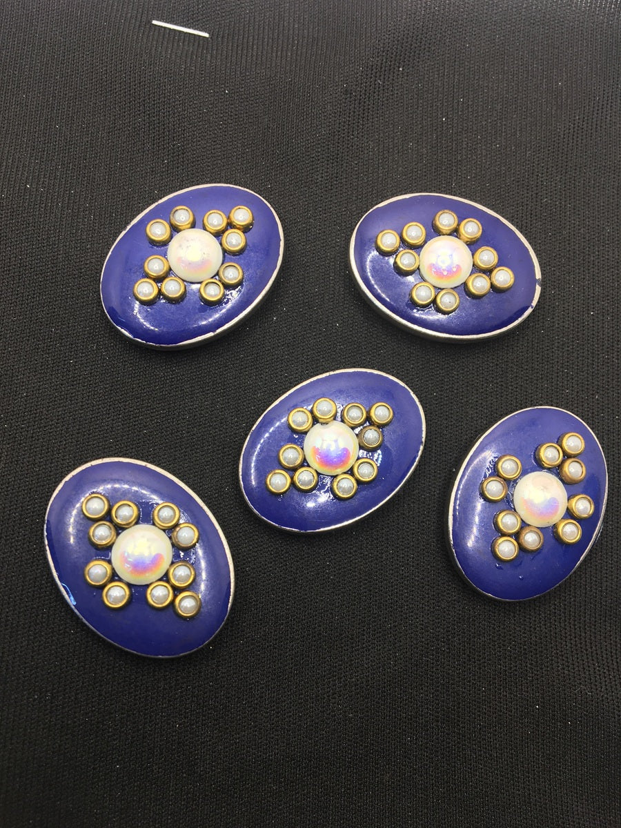 Dark Blue Oval Handcrafted Show Buttons