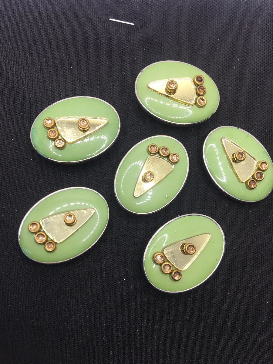 Light Green Oval Handcrafted Show Buttons