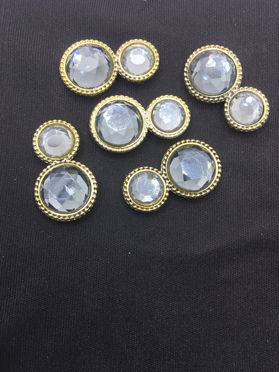 White Stone Designer Handcrafted Show Buttons