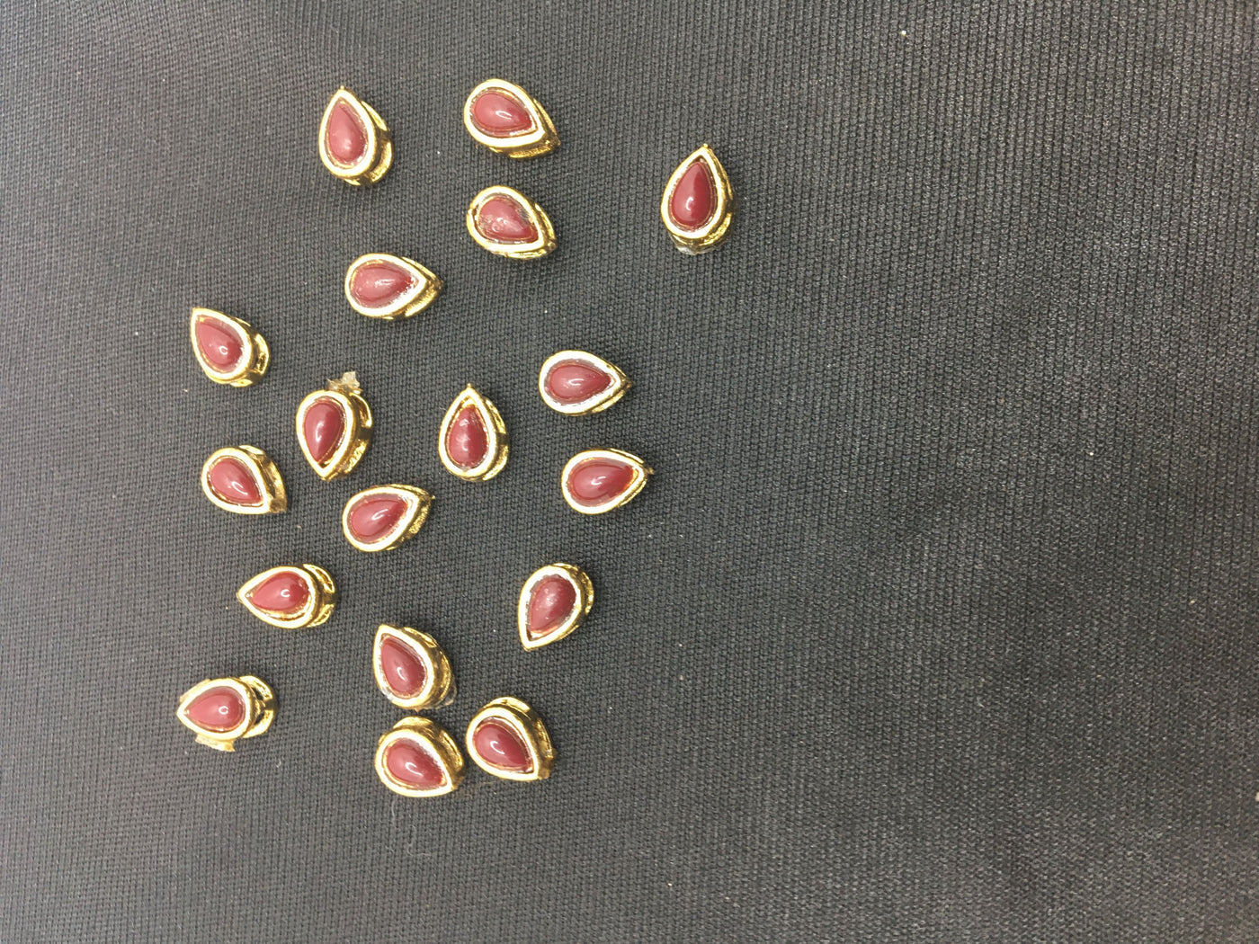 Maroon Drop Kundan Stones