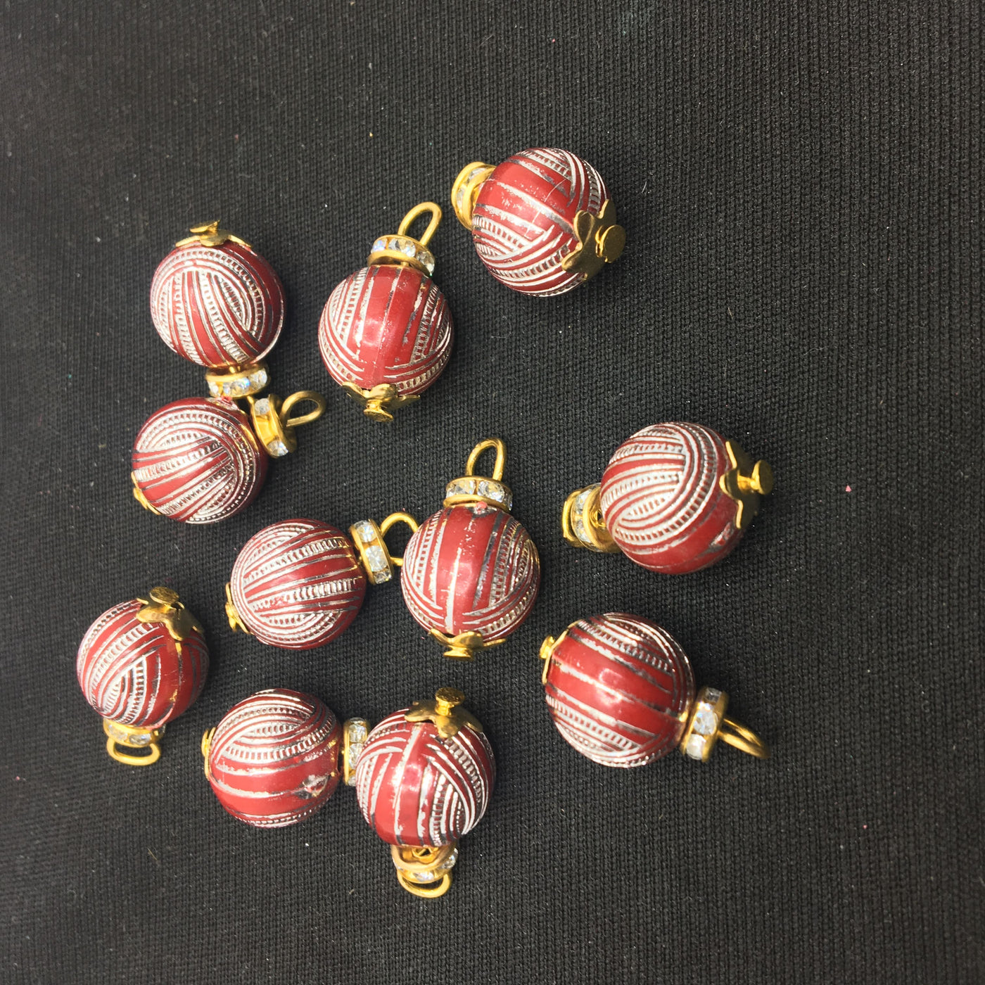 Red Silver Ball Plastic Hanging Beads