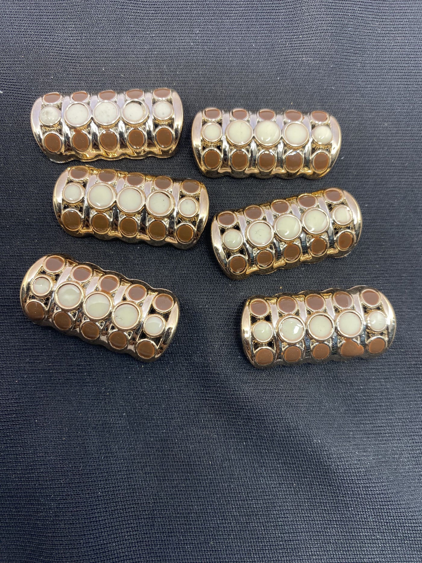 Brown White Tube Designer Handcrafted Show Buttons
