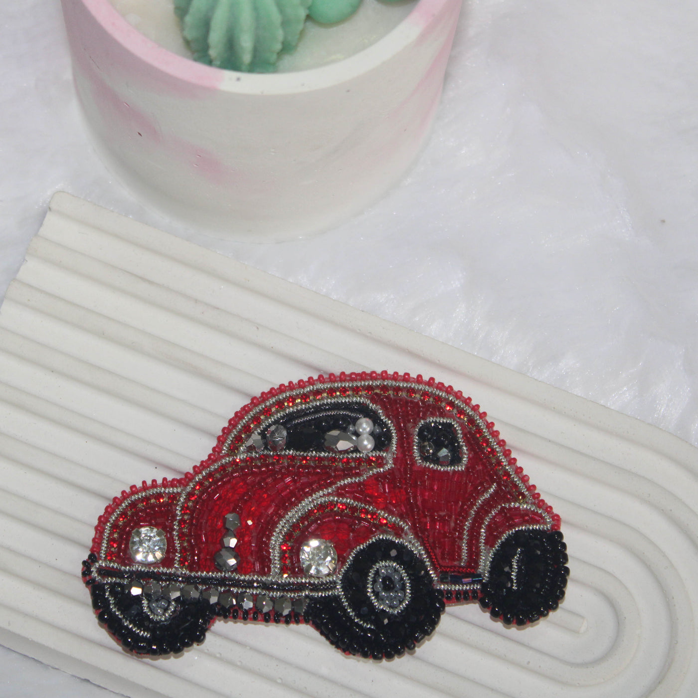 Embellished Red Cutdana Car Work Patch