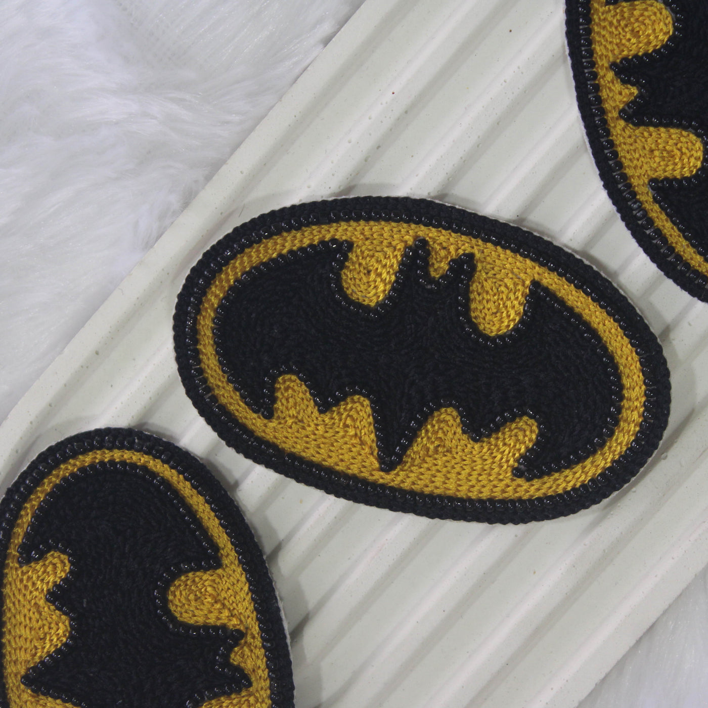 Yellow Black Thread Work Batman Patch