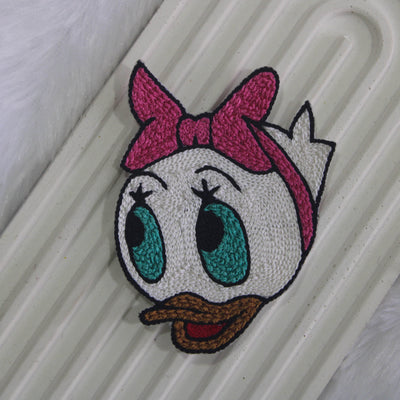 White And Pink Thread Work Daisy Duck Patch