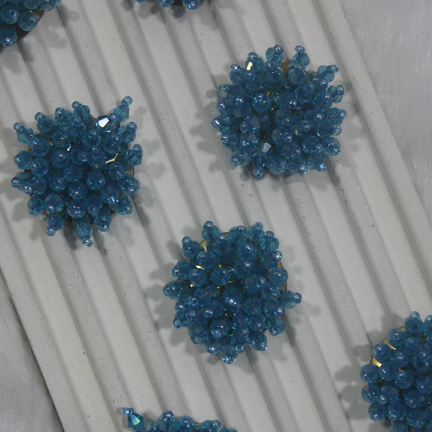 Blue Crystal Handcrafted Button