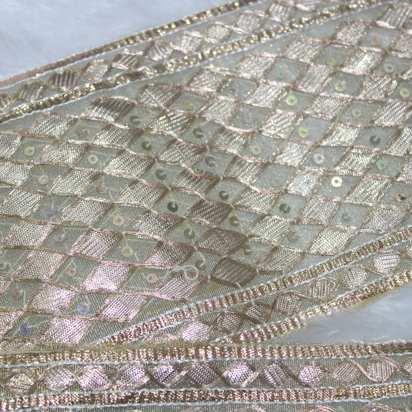 Golden Designer Criss Cross Gota Handwork Embroidered Border