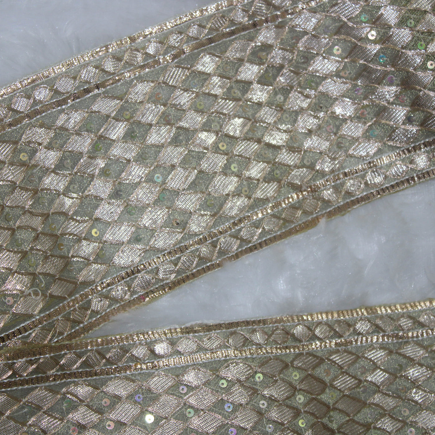 Golden Designer Criss Cross Gota Handwork Embroidered Border