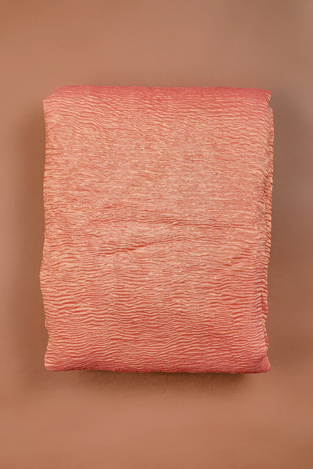 Peach Plain Viscose Crushed Tissue Fabric