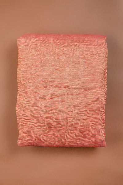 Peach Plain Viscose Crushed Tissue Fabric