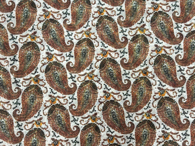 Multicolor Paisley Print With Embroidered Hakoba Cotton Fabric