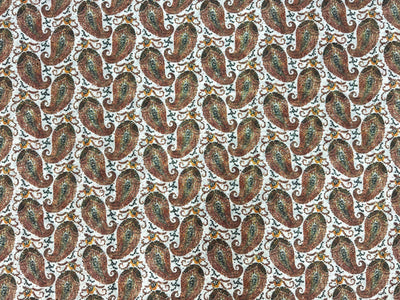 Multicolor Paisley Print With Embroidered Hakoba Cotton Fabric