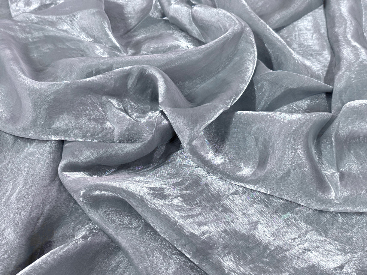 Silver Plain Soft Fendi Silk Fabric
