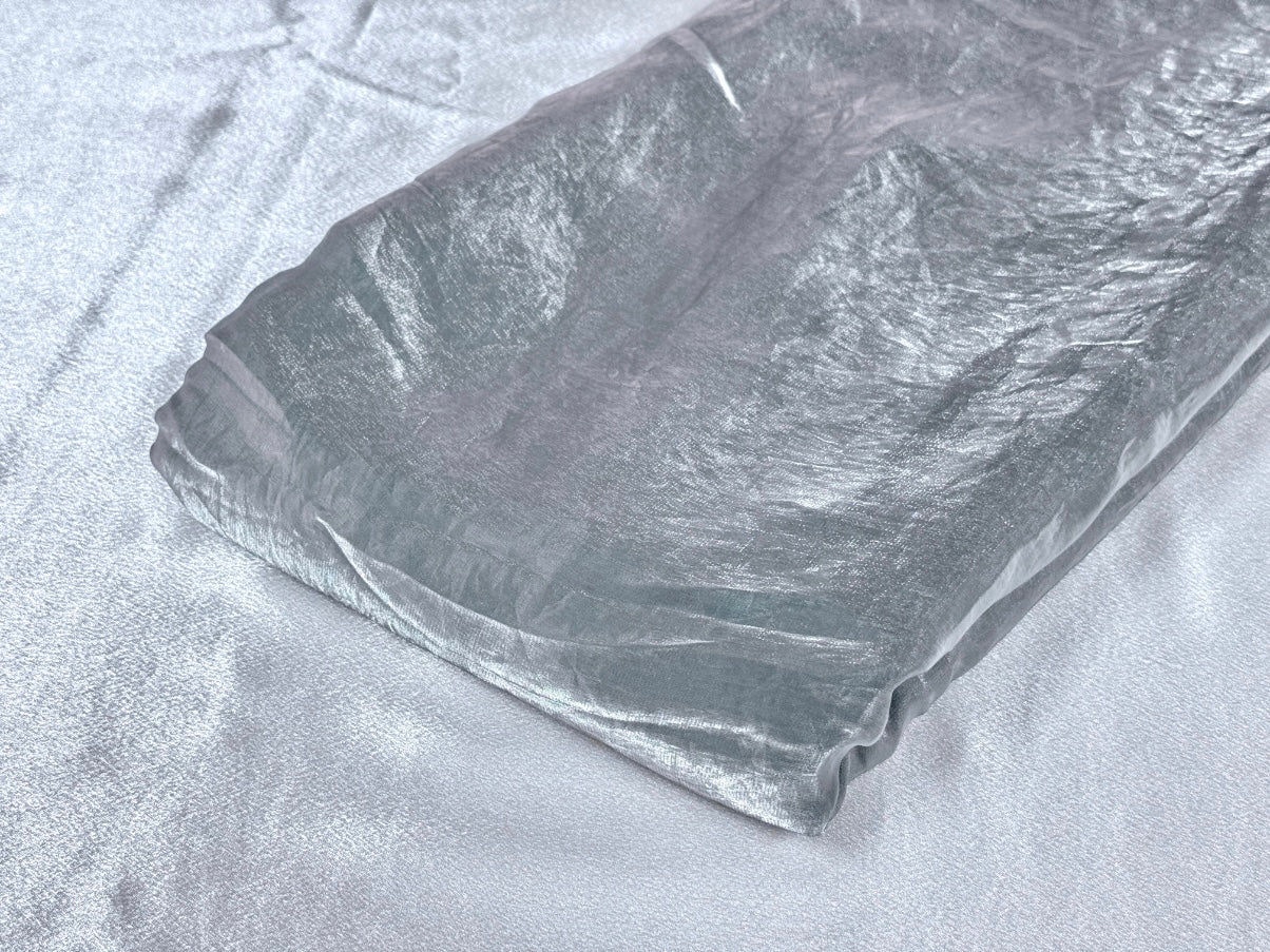 Silver Plain Soft Fendi Silk Fabric