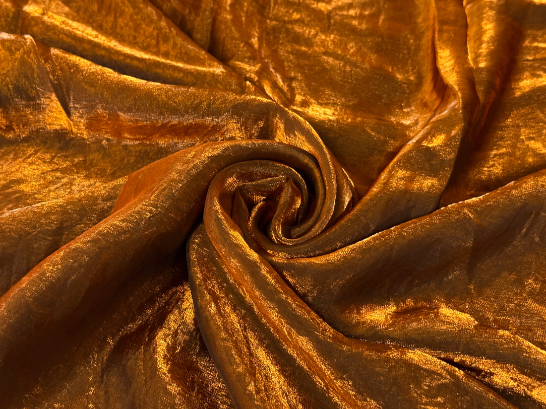 Copper Gold Dual Tone Plain Soft Fendi Silk Fabric