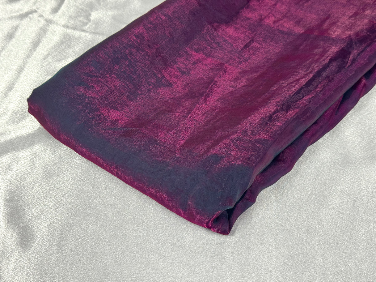 Pink Teal Dual Tone Plain Soft Fendi Silk Fabric